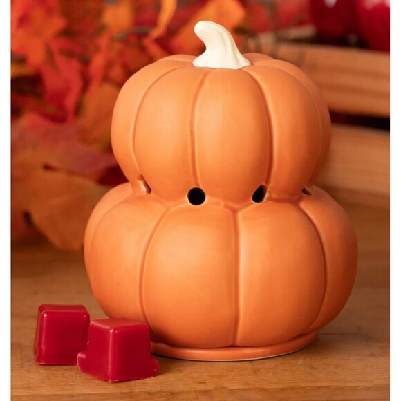 Stacked Pumpkins Ceramic Wax Warmer Fall Autumn Holiday Decor 7-inch Gift NEW - Picture 3 of 6